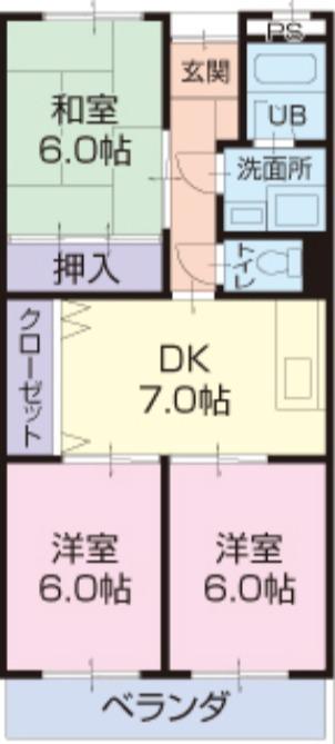 リンピアMIYAKE(3DK/1階)の間取り写真