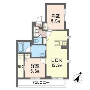 ベレオ姉崎東(2LDK/3階)の間取り写真