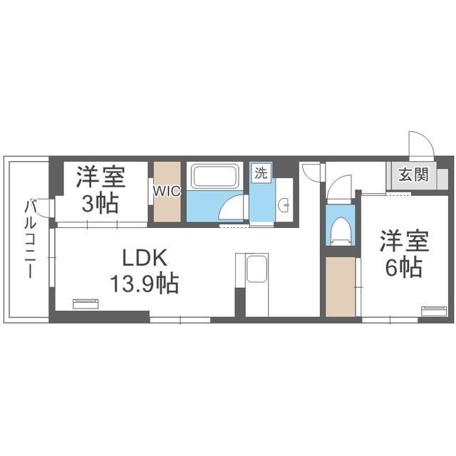D-ROOM伊賀駅東(2LDK/2階)の間取り写真