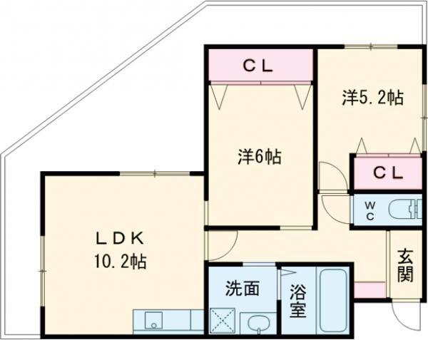 春陽館まつせ(2LDK/1階)の間取り写真