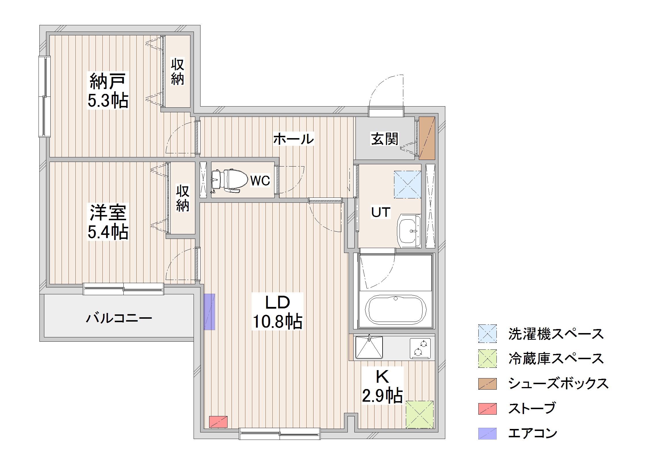CRESCEND苗穂駅前(2LDK/2階)の間取り写真