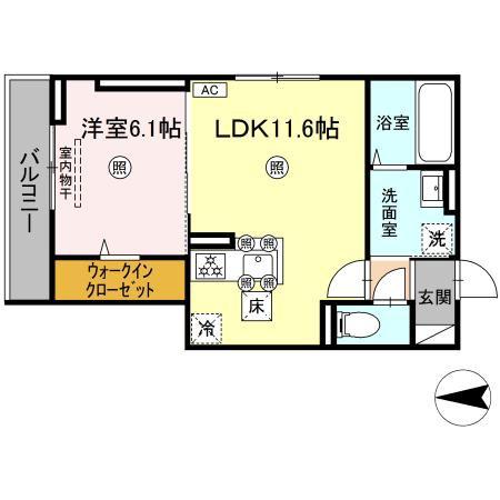 タウン清心(1LDK/1階)の間取り写真