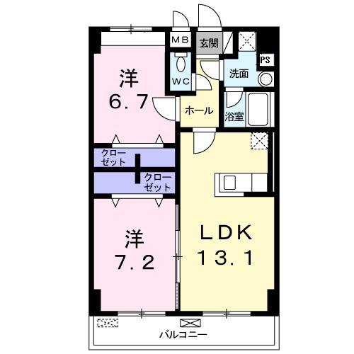 スカイブルーレジデンス横浜(2LDK/10階)の間取り写真