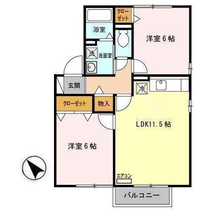 シルクワーム(2LDK/2階)の間取り写真