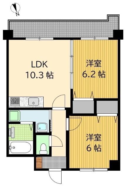 エーデルくるりI(2LDK/5階)の間取り写真