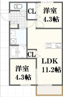 千里山4丁目PJ(2LDK/2階)の間取り写真