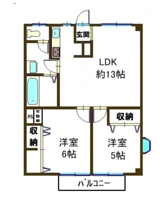 ニューシティひらまつ(2LDK/2階)の間取り写真