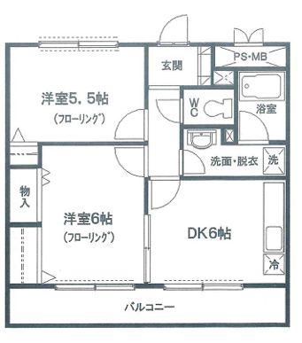 シュプレーム(2DK/3階)の間取り写真