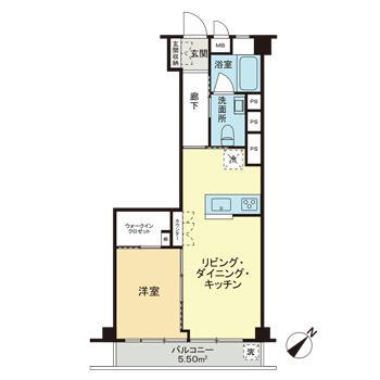 マンションヴィップ中野坂上(1LDK/9階)の間取り写真