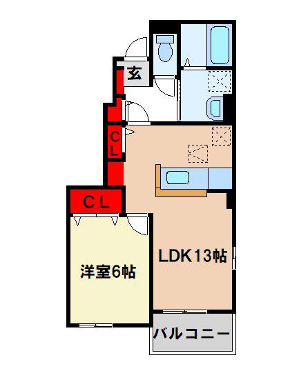 ブラン ミュール 筑前II番館(1LDK/1階)の間取り写真
