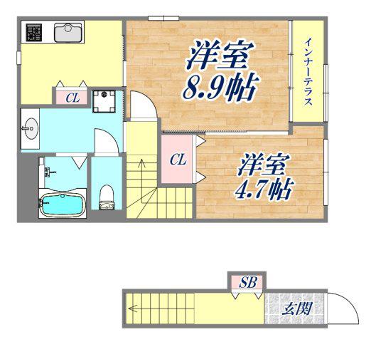 カーサ アリエッタ(1LDK/2階)の間取り写真