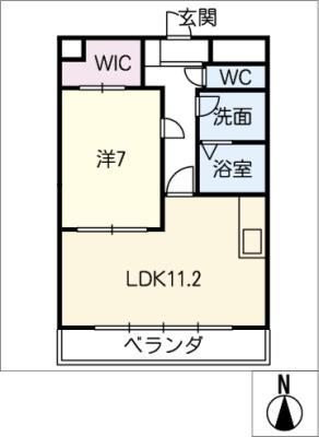 マンションローズVII(1LDK/6階)の間取り写真