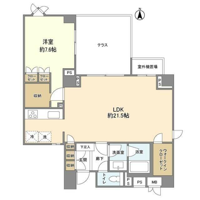 ガーデンハイツ代官山(1LDK/1階)の間取り写真