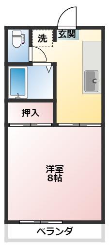 フレグランスYMO(1K/1階)の間取り写真