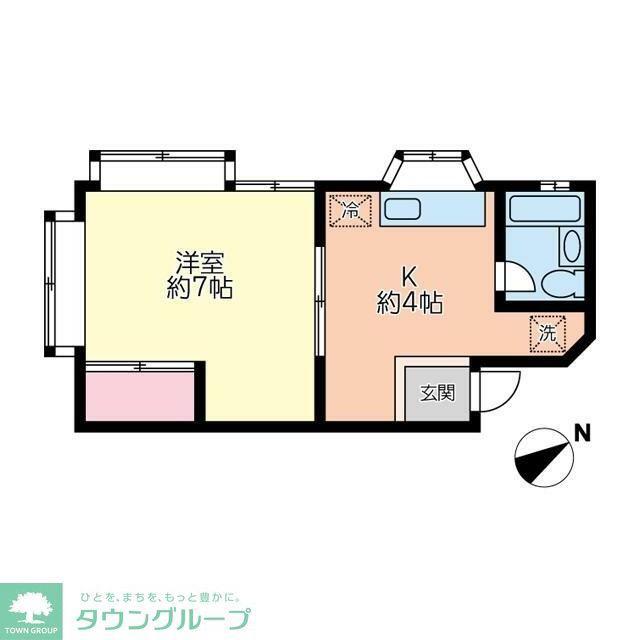 シティハウス津田沼(1DK/2階)の間取り写真