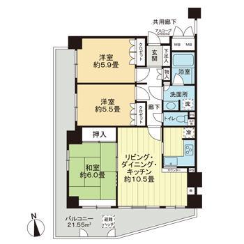 サーパス住吉(3LDK/3階)の間取り写真