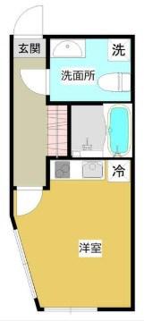 クレフラスト北久里浜(1K/2階)の間取り写真