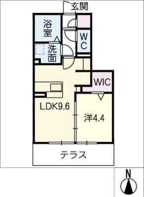 エデン野一色(1LDK/1階)の間取り写真