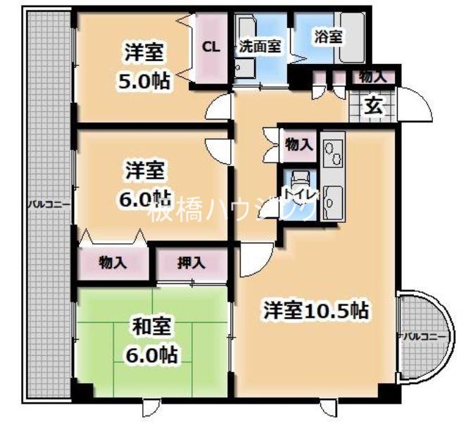 パークヒルズ西台(3LDK/2階)の間取り写真