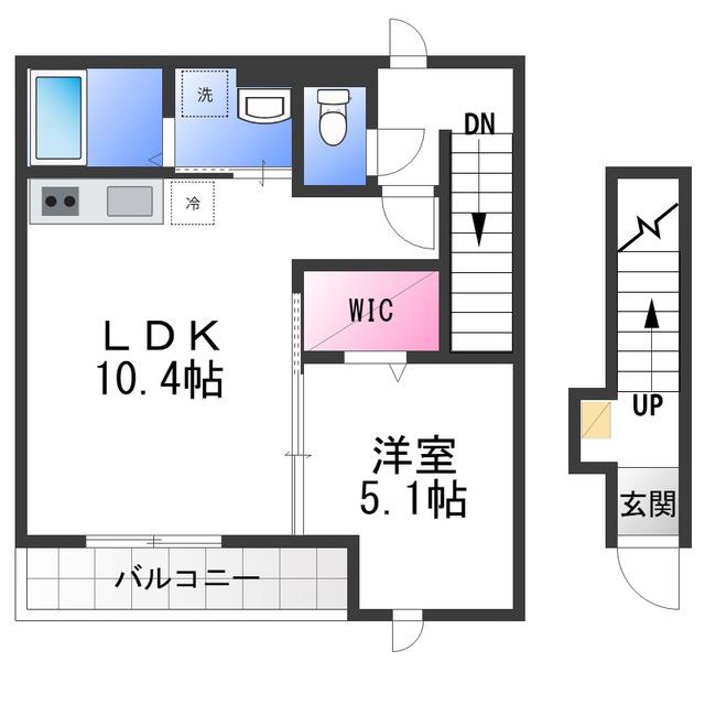 ルキアスF(1LDK/2階)の間取り写真