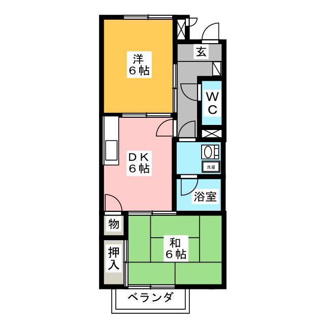 ハウスロイヤルA(2DK/2階)の間取り写真