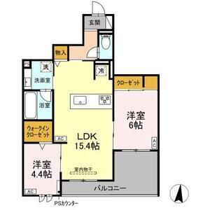 グラシア広路本町(2LDK/2階)の間取り写真