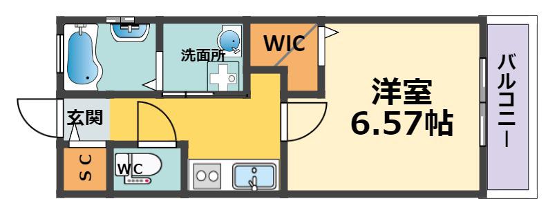 YS COURT甲子園(1K/1階)の間取り写真