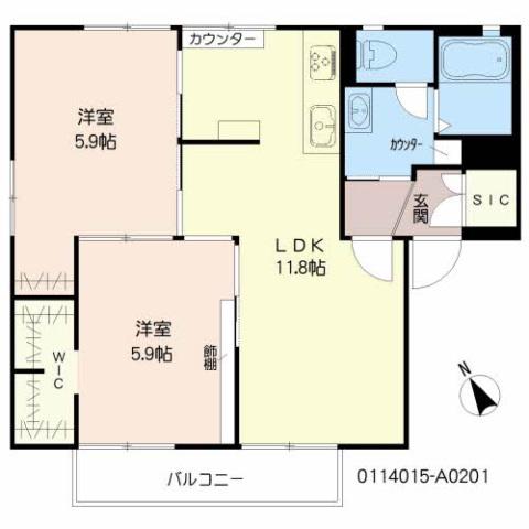 グレイスハイツA(2LDK/2階)の間取り写真