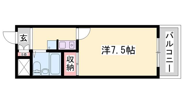 ロイヤルヒルズ北平野(1K/4階)の間取り写真