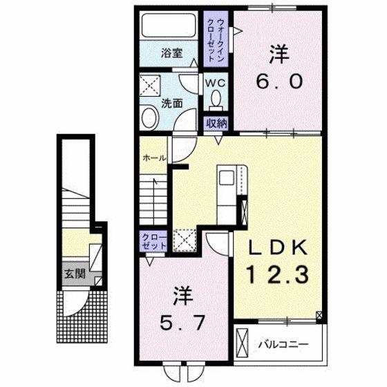 ザ マヨン I(2LDK/2階)の間取り写真