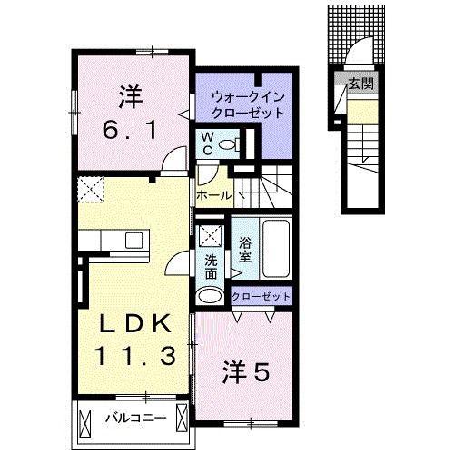 アクエリアス(2LDK/2階)の間取り写真