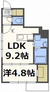デュオレッド豊平(1LDK/4階)の間取り写真