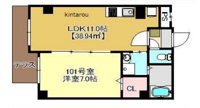 レフィーユ(1LDK/1階)の間取り写真