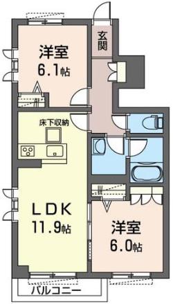 ラフィーネ(2LDK/1階)の間取り写真