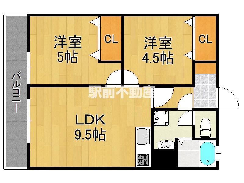 コーポ南(2LDK/2階)の間取り写真