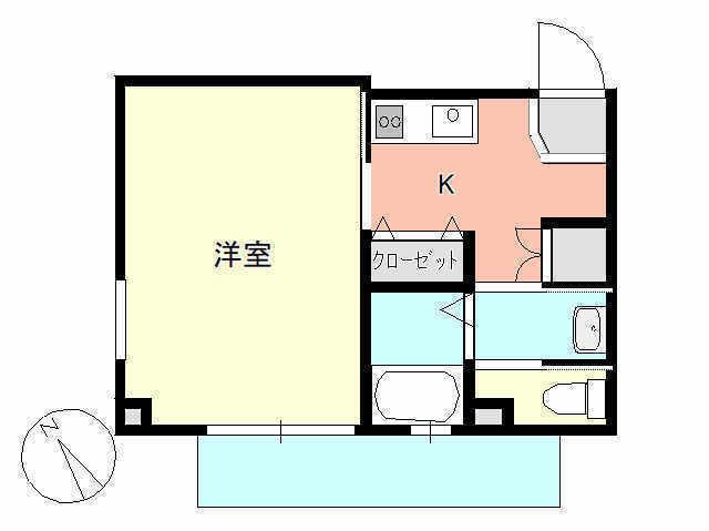 FELIS駅南(1K/1階)の間取り写真