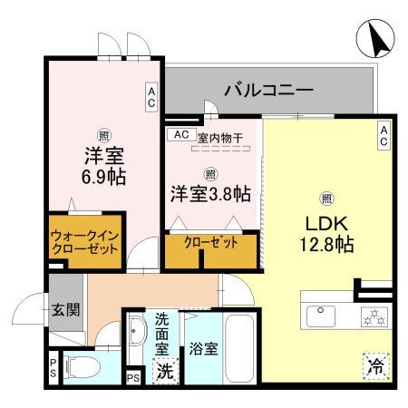 BORD DU LAC SOERI(2LDK/2階)の間取り写真