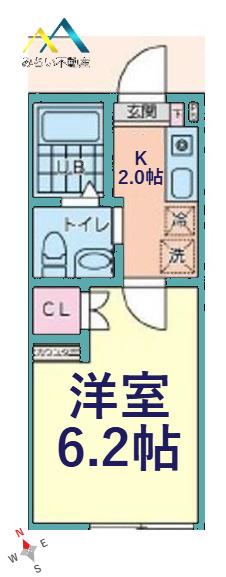 HMBASE鶴ヶ峰(1K/1階)の間取り写真