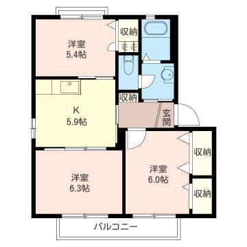 レスポワール2004C棟(3K/2階)の間取り写真