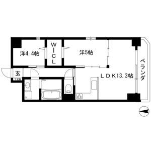 オーベル城西(2LDK/6階)の間取り写真