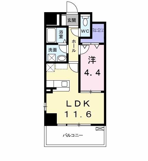 エスポワール豊(1LDK/4階)の間取り写真