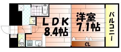 NO.65クロッシングタワー(1LDK/19階)の間取り写真
