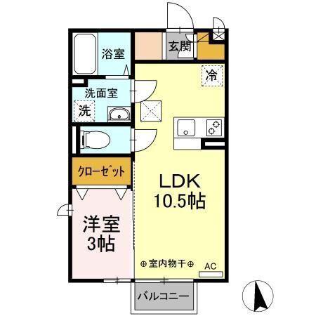 エクセルパークD(1LDK/2階)の間取り写真