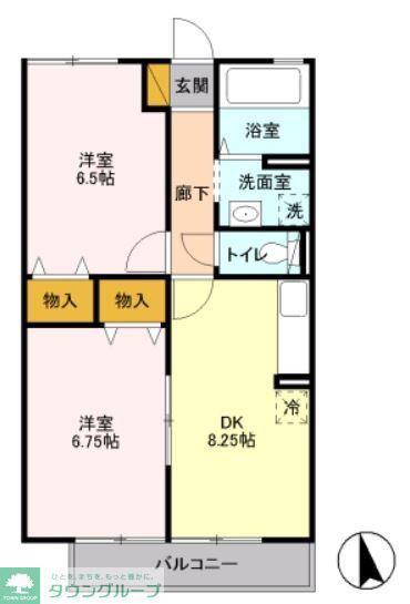 ハイムシンフォニアA(2DK/2階)の間取り写真
