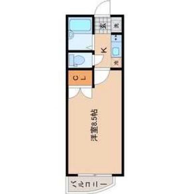 ドウワスカイホーム中山(1K/2階)の間取り写真