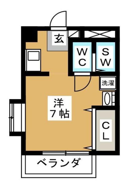 ウエストヒル(ワンルーム/2階)の間取り写真