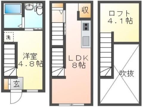 S.A.BOX西条駅前B棟(1LDK/1階)の間取り写真