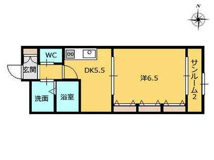 メゾンジュネスⅦ(1DK/2階)の間取り写真