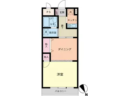 ダイアパレス足利(1DK/11階)の間取り写真