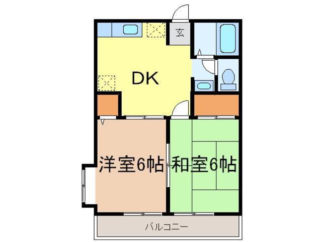 パレスエンドウB(2DK/2階)の間取り写真